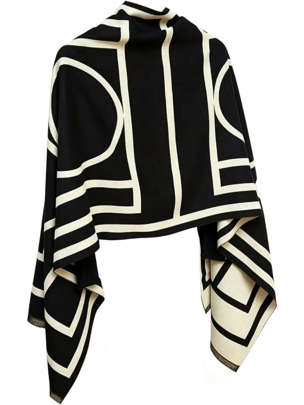 Cozy Women's Geometric Pattern Shawl Wrap Blanket Scarf for Winter Fashion
